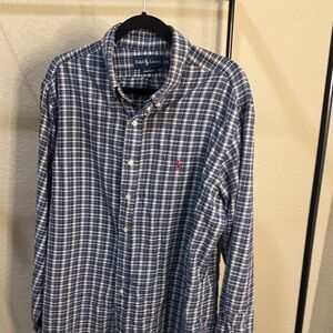 $50 Ship$4.99 
Ralph Lauren Navy and White Checkered Shirt